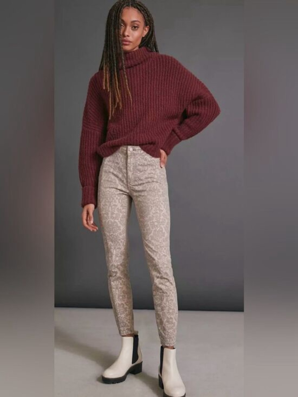 Anthropologie PILCRO Beige Floral-Print Jeans